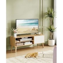 Bild für Vasagle TV-Schrank für Fernseher bis zu 55 Zoll, Holz natureichenfarben-cremeweiß, 120 x 40 x 49 (BxTxH)