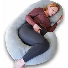 Bild für Ella Schwangerschaftskissen C-förmiges XXL, Seitenschläferkissen, Stillkissen mit Waschbarem Bezug, Stützkissen, Komfortkissen, Körperkissen (Jersey-Baumwolle Oeko-TEX bezug, Grau, 150x70 cm)