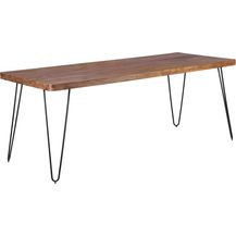 Bild für Esstisch BAGLI 200x80x76cm Sheesham Massivholz Metallbeine Landhausstil dunkelbraun