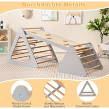 Bild für 3 in 1 Kletterspielzeug-Set für Kleinkinder Kletterdreieck & Leiter & Rutsche Klettergerüst Grau