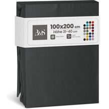 Bild für Bettwaesche-mit-Stil Mako-Satin Spannbettlaken anthrazit 100x200cm Höhe 31-40cm