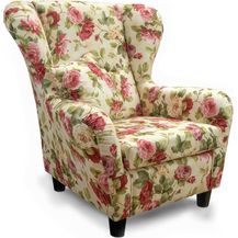 Bild für lifestyle4living Ohrensessel mit Webstoff Blumenmuster bezogen 