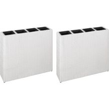 Bild für vidaXL Garten-Hochbeet mit 4 Töpfen 2 Stk. Poly Rattan Weiß 279081