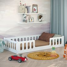 Bild für CADANI Monte 2in1 Bodenbett 90x200 cm Montessori Kinderbett Rausfallschutz abnehmbar