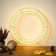 Bild für BURI Lichterkette LED Lichterkranz 50cm mit Timer warmweiß Drahtkranz Weihnachtsdeko