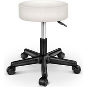 TRESKO Rollhocker höhenverstellbar Beige | Drehhocker 10 cm Dicke Polsterung | Arbeitshocker 360° drehbar | Hocker