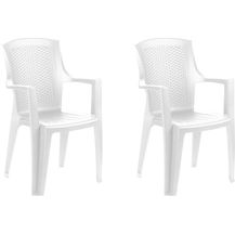 Bild für 2er Stapelsessel Stapelstuhl Bistrostuhl Kunststoff Rattan-Optik Weiß