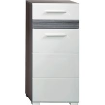 Bild für Badmöbel Kommode Set One Hochglanz weiß und Sardegna grau 37x80 cm