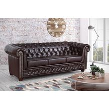 Bild für Chesterfield Sofa 3 Sitzer Kunstleder Vintage braun