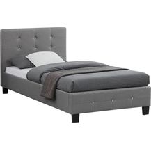 Bild für CARO-Möbel Polsterbett Delaware Bettgestell 90x200 cm Einzelbett Designbett mit Strasssteinen inklusive Lattenrost Textilbezug in grau