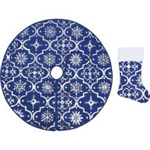 Bild für vidaXL Luxus-Weihnachtsbaumdecke mit Socke Blau 90 cm Stoff 330278