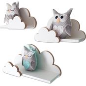 MOLILAND Wolkenregal Babyzimmer, 3 Stück, Wandregal in Weiß, Wolke aus Holz im skandinavischen Stil, mit Befestigungssatz, Moli