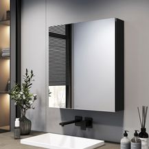 Bild für EMKE Spiegelschr?nke 60x65cm Spiegelschrank Badschrank mit Doppelseitiger Spiegel (Schwarz)