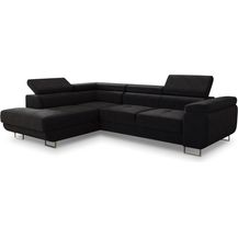 Bild für Ecksofa Caris mit Schlaffunktion, Bettkasten und einstellbare Kopfstützen (Schwarz (Kronos 07)