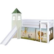 Rutschbett mit Turm "Kasper" 90x200 Kiefer massiv weiß