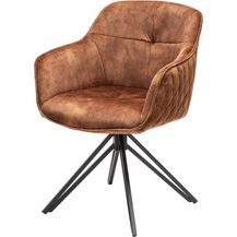 Bild für invicta INTERIOR Drehbarer Design Stuhl Euphoria braun Samt im Retrostil mit Ziersteppung Esszimmerstuhl