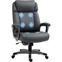 Bild für Vinsetto Massage-Bürostuhl 6-Punkt-Massage-Drehstuhl ergonomischer Stuhl Einstellbare aus Kunstleder mit gewölbter Kopfstütze und Armlehne Grau 70 x 76,5 x 114-124 cm