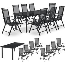 Bild für Juskys Aluminium Gartengarnitur Milano Gartenmöbel Set mit Tisch und 8 Stühlen Dunkel-Grau mit schwarzer Kunstfaser Alu Sitzgruppe Balkonmöbel