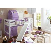 Ticaa 'Tino' Halbhochbett weiß, inkl. Vorhang lila