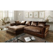Bild für Couchgarnitur TIZIAN L-Form in Wildlederoptik- Braun /Ottomane Links