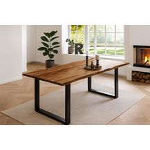 Bild für Esstisch Baumkante massiv Akazie natur 240 x 100 schwarz NIAH 69050308