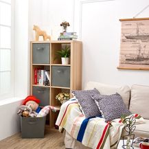 Bild für EZOWare Aufbewahrungskörbe 4er Pack Stoffboxen Aufbewahrungsbox Faltboxen für Kleidung Spielzeug Kinderzimmer Grau 33 x 37 x 33 cm