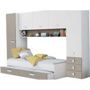 Funktionsbett 'Lou' grau/weiß/schwarz, inkl. Bettkasten