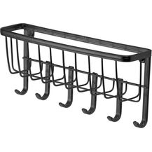 Bild für mDesign Schlüsselbrett Briefablage Wandmontage 6 Haken Metall Matt Schwarz