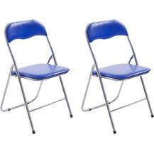 Bild für CLP 2er Set Klappstuhl Felix Klappbarer mit Kunstleder PVC Sitz Gepolstert,blau/silber
