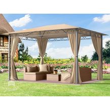 Bild für Gartenpavillon 3x4 m wasserdicht PREMIUM Pavillon mit 4 Seitenteilen Gartenzelt ca. 220g/m² Dachplane in taupe