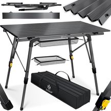 Bild für KESSER® Campingtisch faltbar Klapptisch mit Aluminiumrahmen Aufrollbare Tischplatte Falttisch klappbar höhenverstellbar inkl. Tragetasche mit Trageband & Netztasche Anthrazit