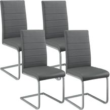 Bild für Juskys Freischwinger Schwingstuhl Vegas 4er Set – Esszimmerstuhl mit Metall-Gestell & Bezug aus Kunstleder – Moderner Küchenstuhl in Grau