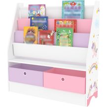 Bild für Kinderregal Neda Einhorn-Motiv 74 x 71 x 23 cm Weiß/Lila/Rosa [en. casa]
