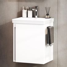 Bild für Planetmöbel Waschtischunterschrank 50 cm Weiß mit Armatur Chrom