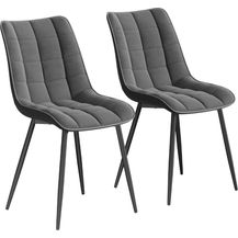 Bild für 2er-Set Küchenstuhl mit Rückenlehne aus Samt Metallbeine Elif dunkelgrau