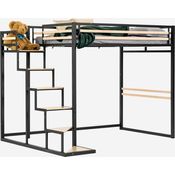 MEUBLE COSY Hochbett 140x200 cm Bettrahmen Etagenbett mit Lattenroste aus Holz und Metall, Industriell, für Erwachsene und Kinder