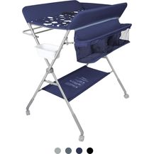 Bild für Baby Klappbarer Wickeltisch，Mobiler Wickeltisch mit Rollen und Wickelauflage,Wasserdicht und Höhenverstellbar，Baby Wickelkombi mit Ablagefächern-80 * 58 * 90 cm-Marineblau