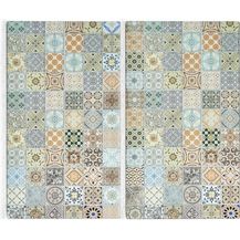 Bild für Zeller 2-tlg. Herdabdeckplatten Glasschneideplatte in Mosaik Optik