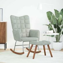 Bild für vidaXL Schaukelstuhl mit Hocker Hellgrau Samt 4016843