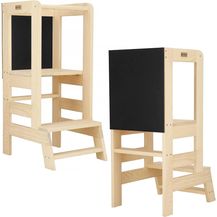 Bild für SPRINGOS Küchenhelfer mit Tafel für Montessori-Haus 90 cm Massivholz Treppenhochstuhl mit Plattform Lernturm