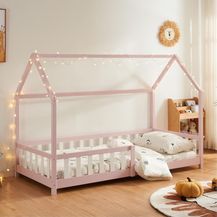 Bild für Hausbett Hesel mit Rausfallschutz 90x200cm Rosa [en. casa]