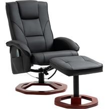 Bild für HOMCOM Massagesessel Relaxsessel mit Fußhocker Relaxliege Liegefunktion Fernsehsessel mit Massagefunktion 360° drehbar Liegesessel Stahl Kunstleder Schwarz+Braun 73 x 83 x 106 cm