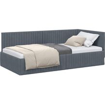 Bild für vidaXL Eckbettgestell mit Kopfteil Dunkelgrau 100 cm x 200 cm Samt 42016277