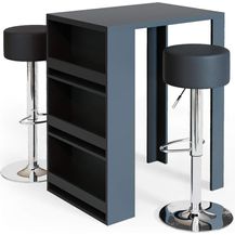 Bild für Bartisch-Set Anthrazit 57 x 80 cm mit 2 Barhockern Vicco