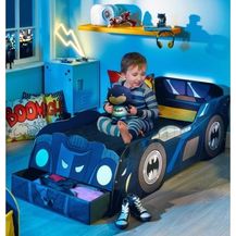 Bild für Batman: Batmobil-Bett für Kinder und Kleinkinder mit Beleuchtung inklusive Schublade zur Aufbewahrung