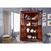 Bild für Massivmoebel24 Dreh-/Schwebetürenschrank (Eckschrank Akazie 108x57x183 nougat lackiert OXFORD #410)