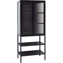 Bild für osoltus Vitrine Schrank Riffelglas Stahl cube Schwarz Industrial 146 x 60 cm