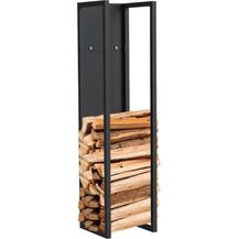 Bild für DanDiBo Kaminholzregal Innen Metall Schwarz Kaminholzständer 100 cm mit Rückwand an der Wand Hängend 96357 Holzkorb Kaminholzhalter Holzregal