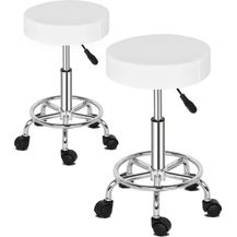 Bild für TactFire Rollhocker Arbeitshocker Drehhocker Höhenverstellbar 360° Drehbar Bürohocker Drehhocker für Büro Salon Massage Spa (2, Weiss1)