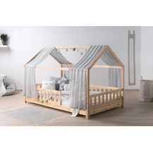 Bild für TiCAA Kinderbett Hausbett mit Tüll Kim 90x200 cm